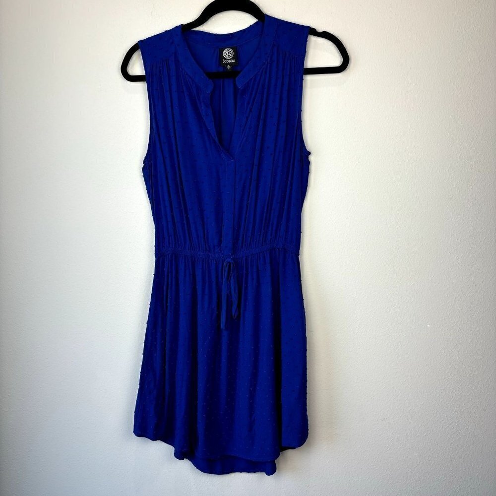 Bobeau Swiss Dot Sleeveless Blue Dress S